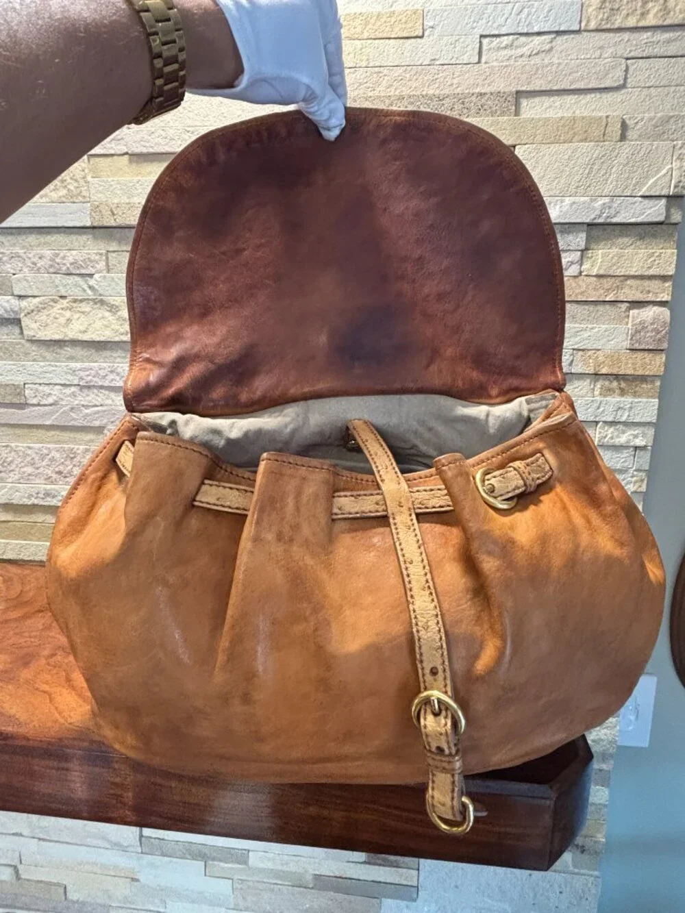 Miu Miu Vintage Ostrich Leather Aviator Hobo Bag Authentic